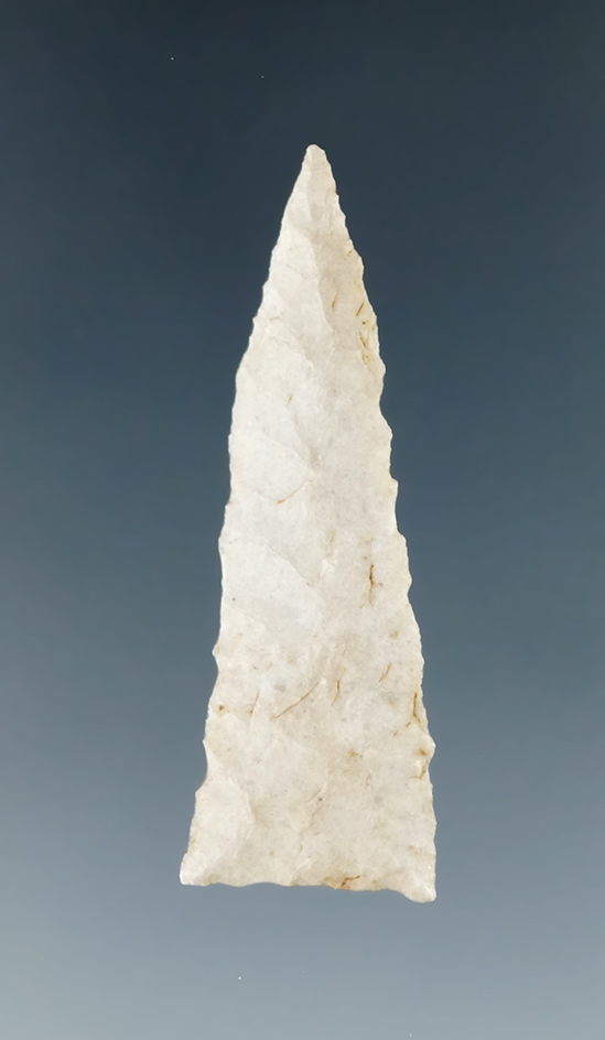 1 5/8" Fresno Point made from Peoria Chert, found in Oklahoma.