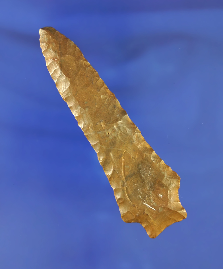 3 7/16" Benton found in Wayne Co., Tennessee made from Fort Payne chert.  Dickey COA.