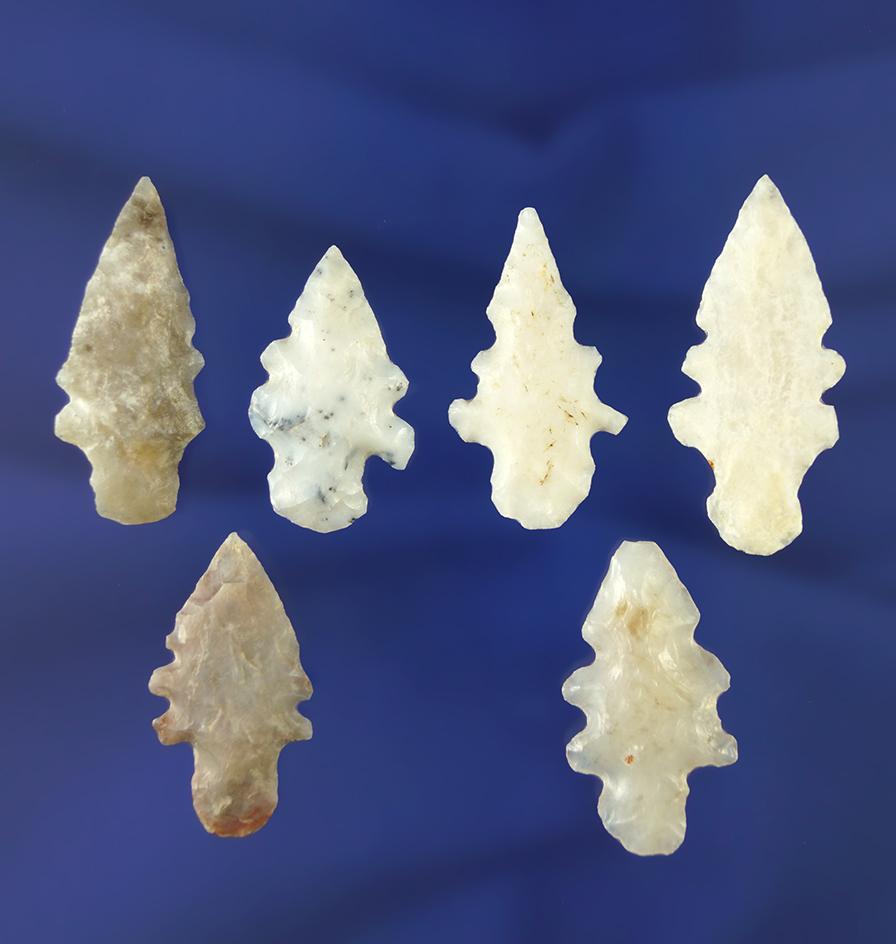 Set of six Duran points found in New Mexico, largest is 1 5/8".