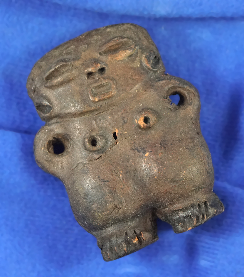 2 5/8" pre-Columbian figure made from clay found in Mexico.