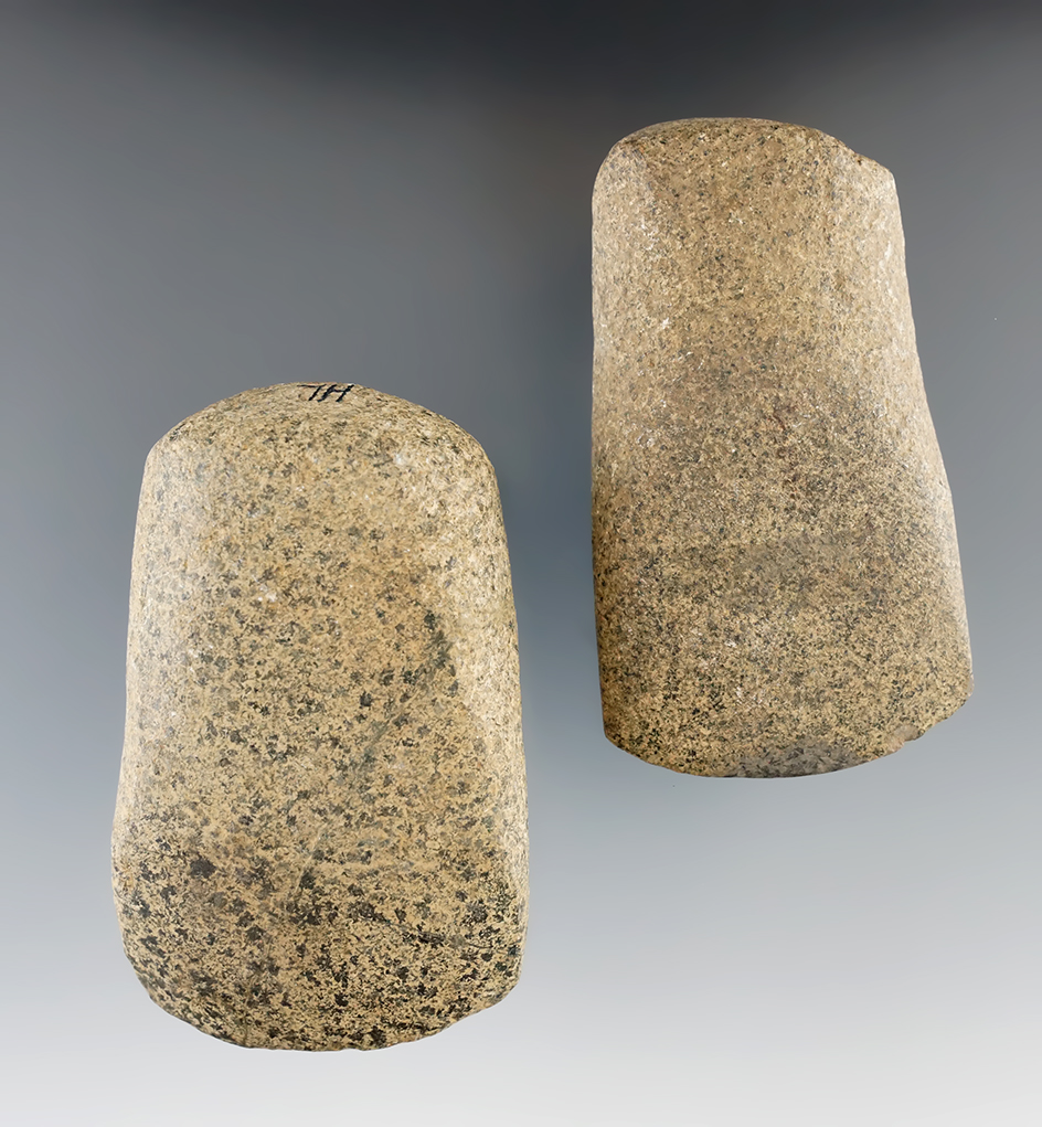 Pair of nicely styled hardstone adzes found in Allegheny Co., New York. Largest is 3 1/2".