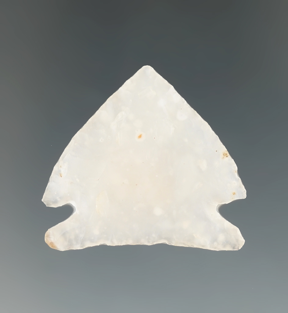 Well styled 1 3/16" tall nicely flaked Cornernotch made from Luna agate found in New Mexico.