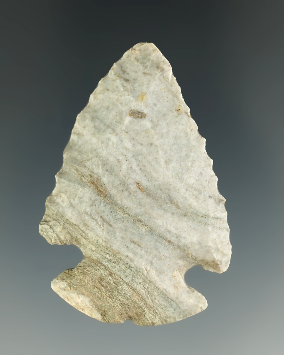 1 7/8" nicely Beveled Notch Base Dovetail - attractive Indiana Green Flint. Hillsdale Co., Michigan.