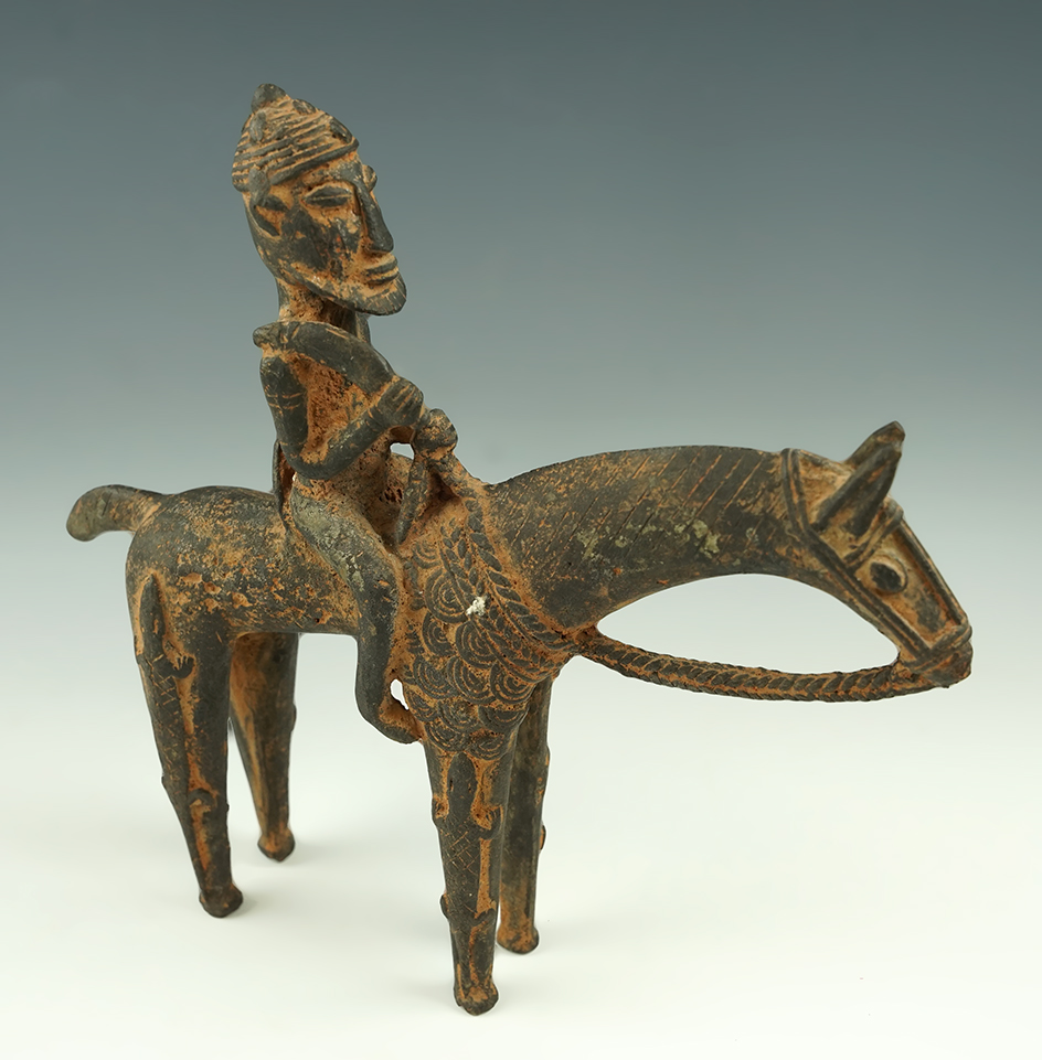 Large and heavy! 9" long by 8 7/8" tall Asian bronze statue that is heavily patinated.