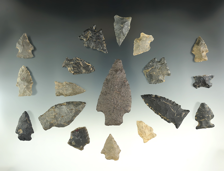18 assorted points found in the spring of 1967 & 68 by Donald Magnani in Greenbrier Co.,  WV