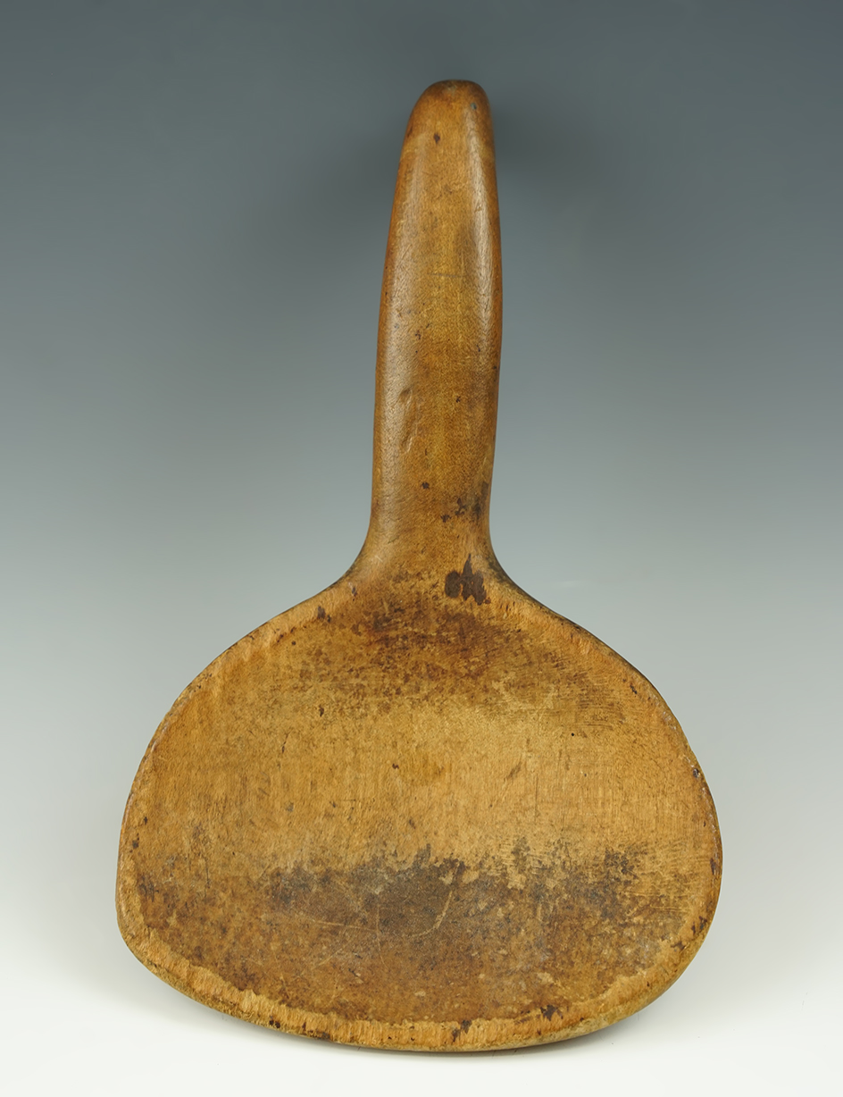 Heavily patinated vintage 8 3/4" tall Great Lakes area wood ladle.