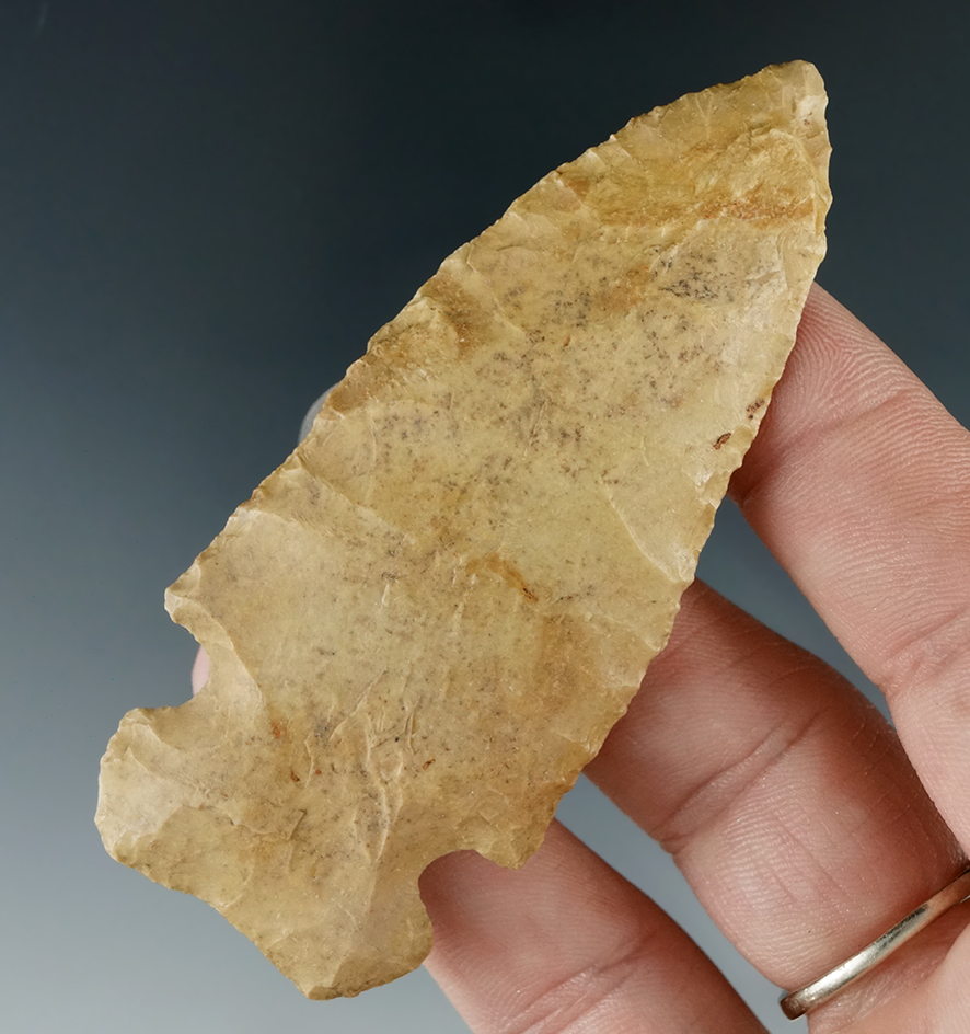 3 1/8" Archaic Sidenotch that is nicely patinated found in Tennessee.