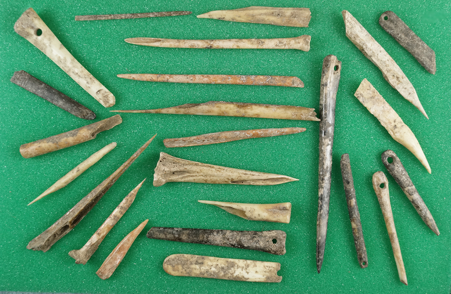Nice group of bone artifacts dug at a site in Madison County Tennessee.