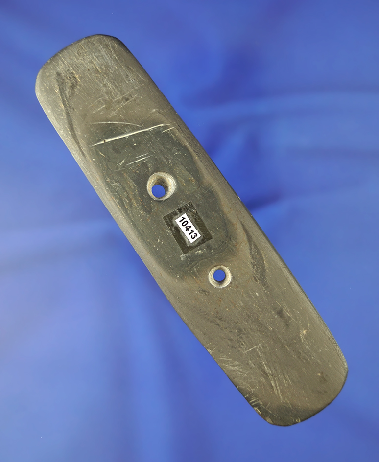 5 3/16" Rectangular banded slate Gorget in very good condition found in Medina Co.,  Ohio.