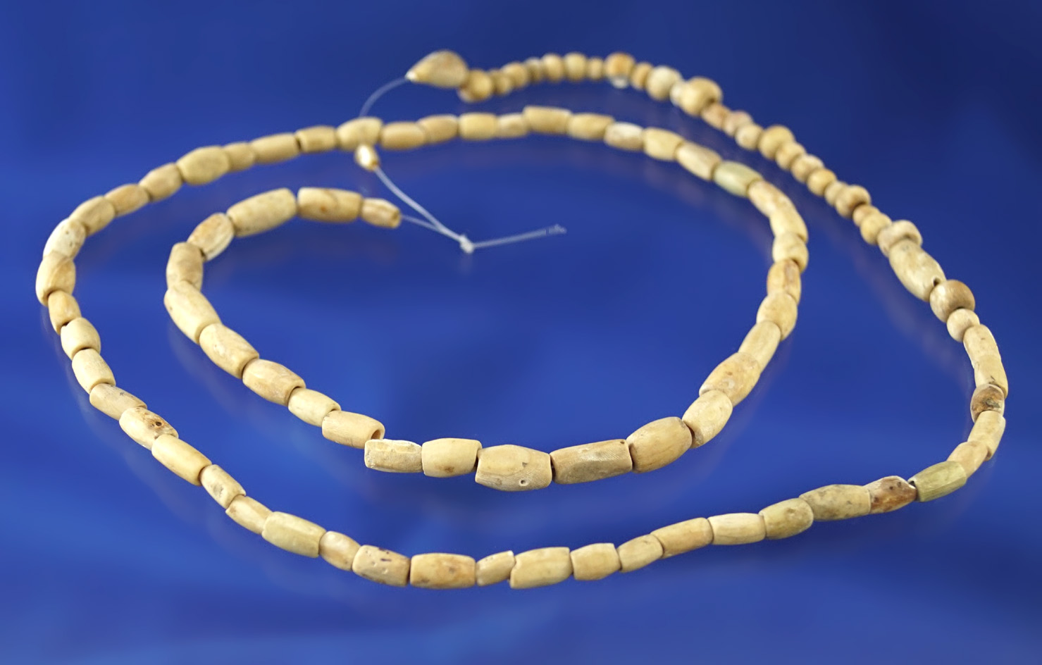 Very nice 29"strand of shell beads which makes a nice necklace found along paint Creek, Ohio.