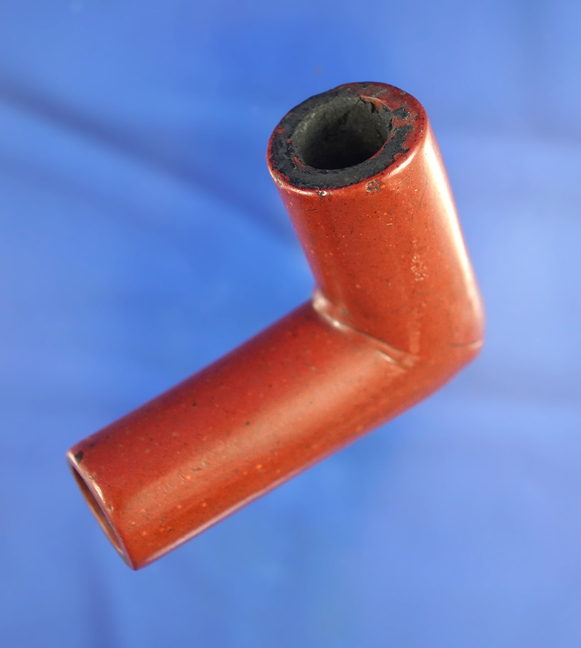 Well-crafted and heavily patinated 2 3/4" wide Catlinite Pipe - Western Great Lakes, Wisconsin.