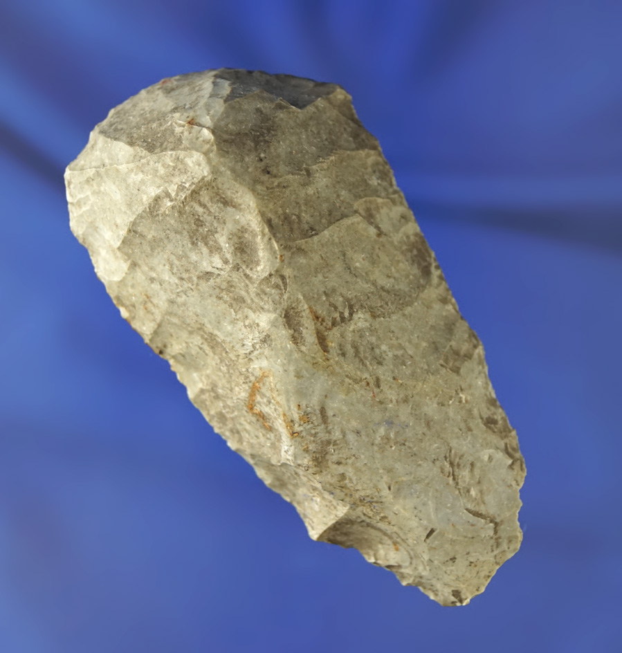 Excellent style on this 3 1/4" Turtle Back Scraper with a graver spur found in Genesee Co.,  NY.