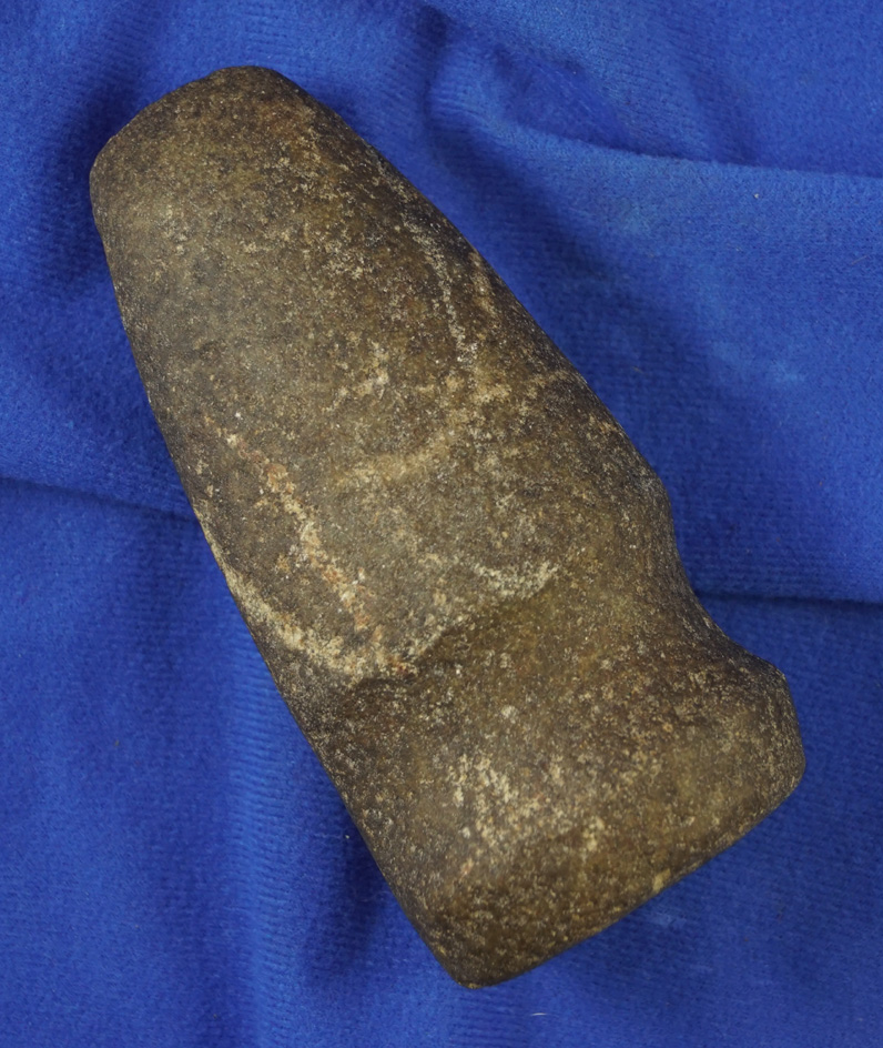 Nice 5 1/8" Quartz 3/4 Grooved Axe found in Paulding Co., Ohio.