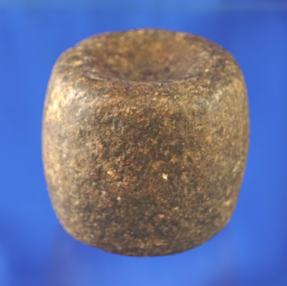 Rare style! 2" tall Double Cupped Hardstone Barrel Discoidal found in Illinois in excellent conditio