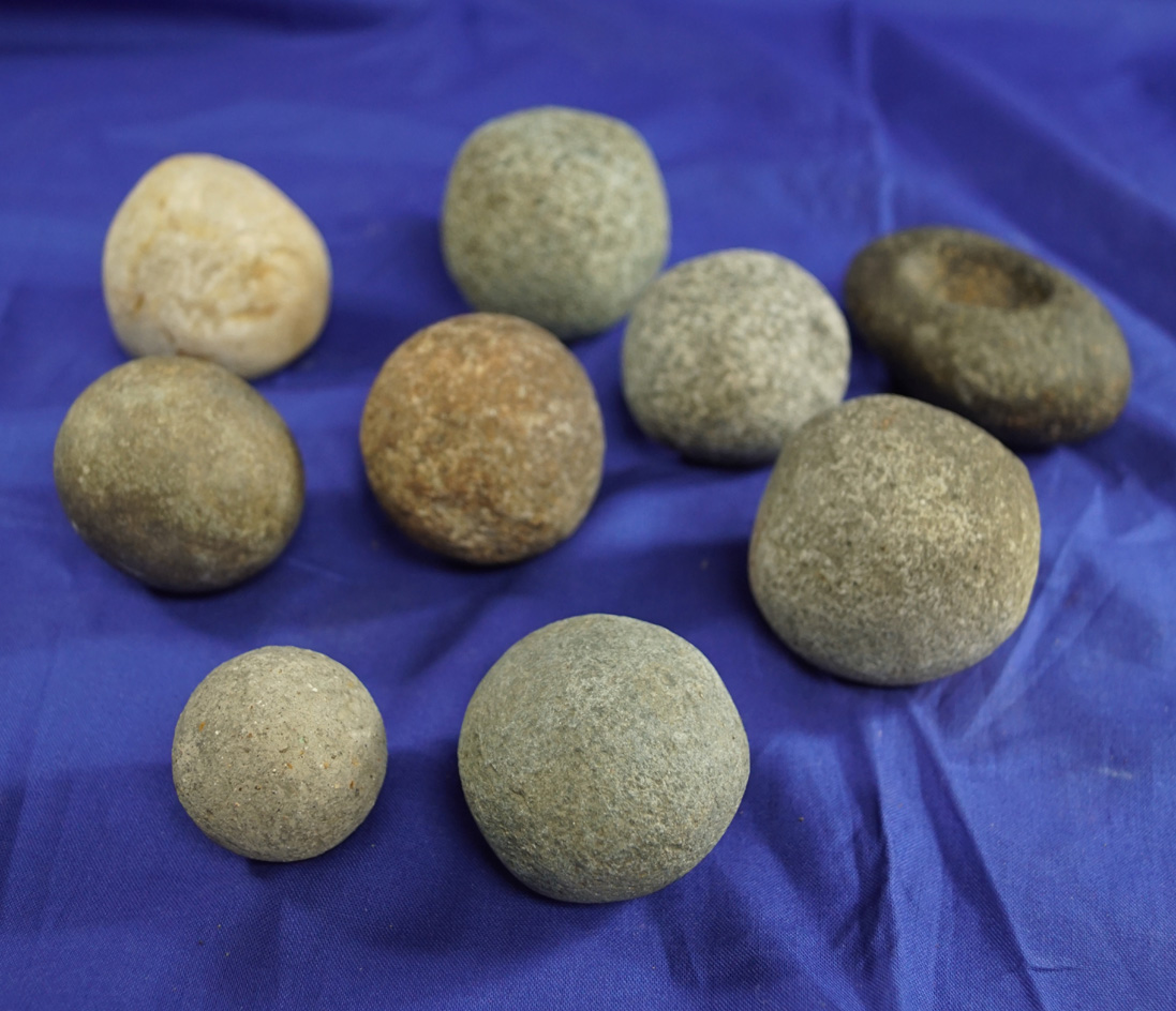 Nice set of eight hammerstones/game balls.  Found in Michigan  Ex. Phil Wagle Collection.