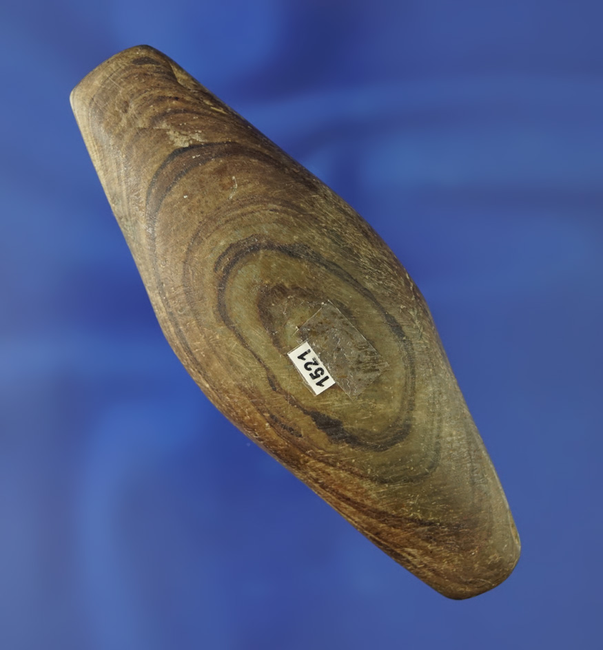 4 3/4" undrilled Expanded Center Adena Gorget found in Ohio that is very well patinated.