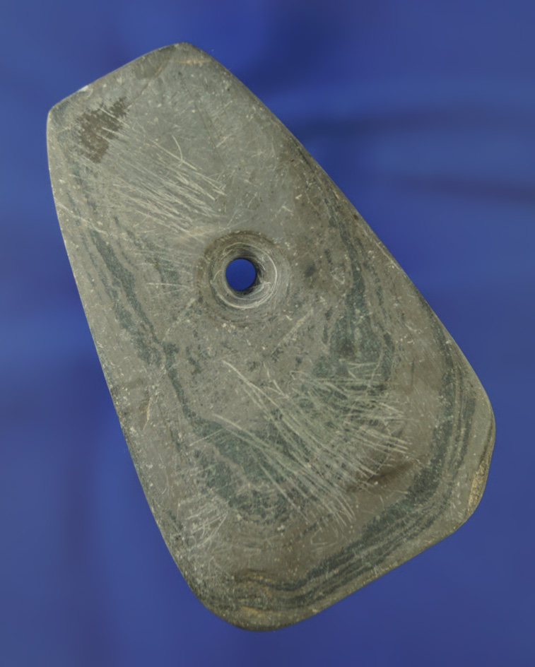 11/16" banded slate Trapezoidal Pendant found in Cumberland County New Jersey.
