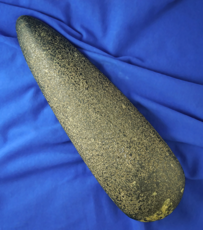BIG!  11 5/8" PreColumbian Hardstone Celt found in Meso-America.  Excellent condition
