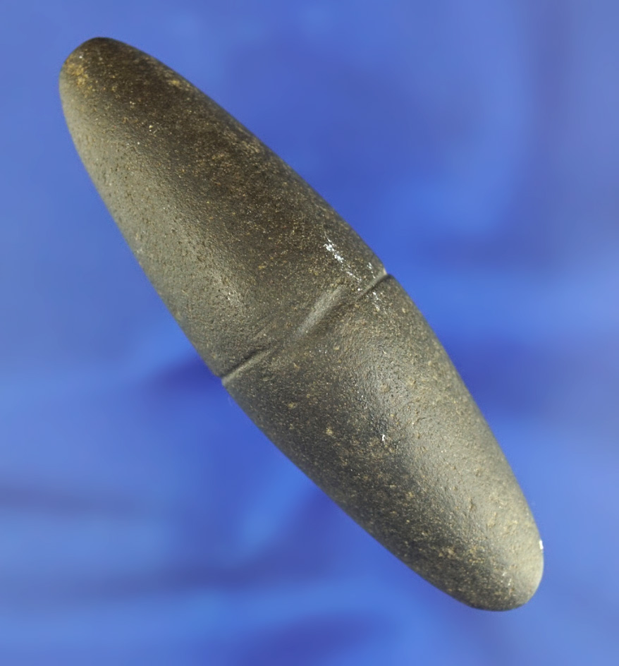 3 1/2" center grooved Boatstone/Atlatl weight found in Lee Co.,  Iowa. Ex. Mac Costello collection.