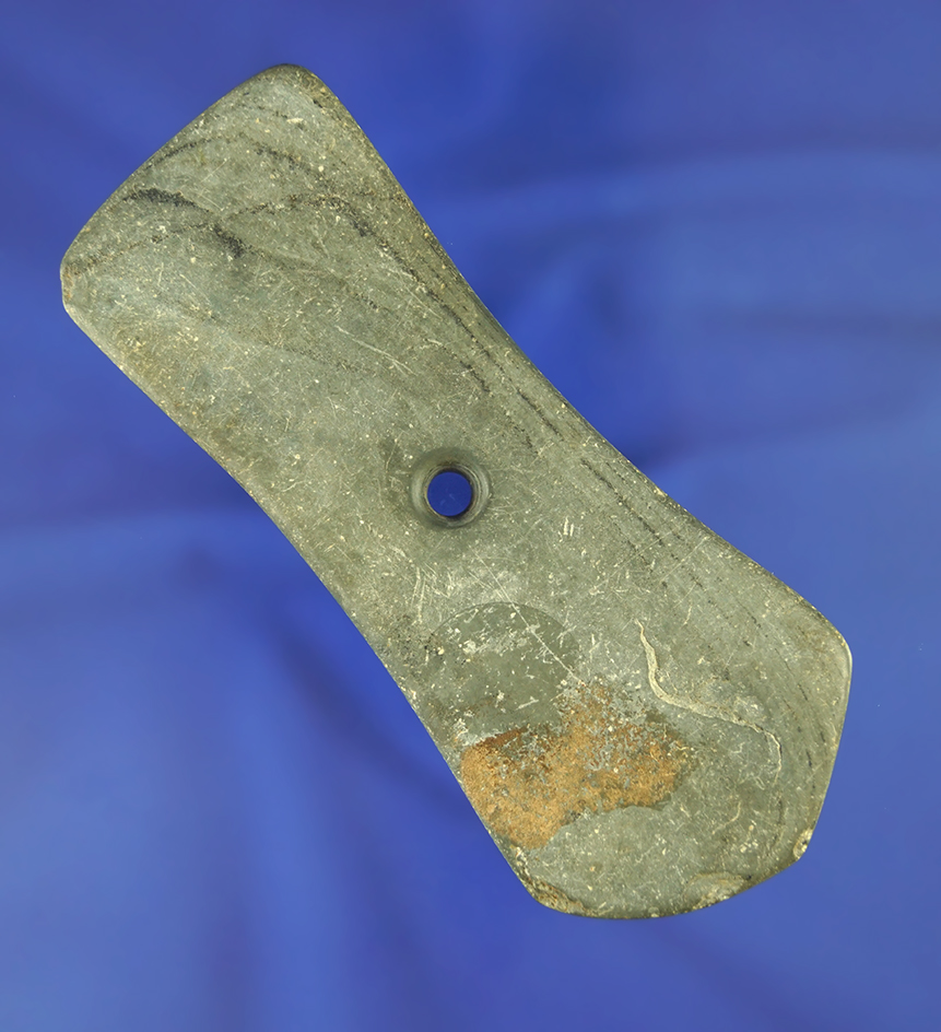 Very nice 3 15/16" banded slate Pendant found in Hancock Co.,  Ohio.