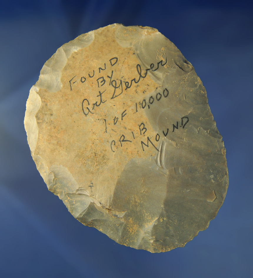 4 9/16" Hornstone Cache  Blade found at the Crib Mound, Spencer Co., Indiana. Art Gerber.