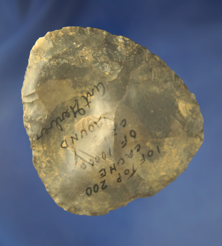 3 7/16" Hornstone Cache  Blade found at the Crib Mound, Spencer Co., Indiana. Art Gerber.