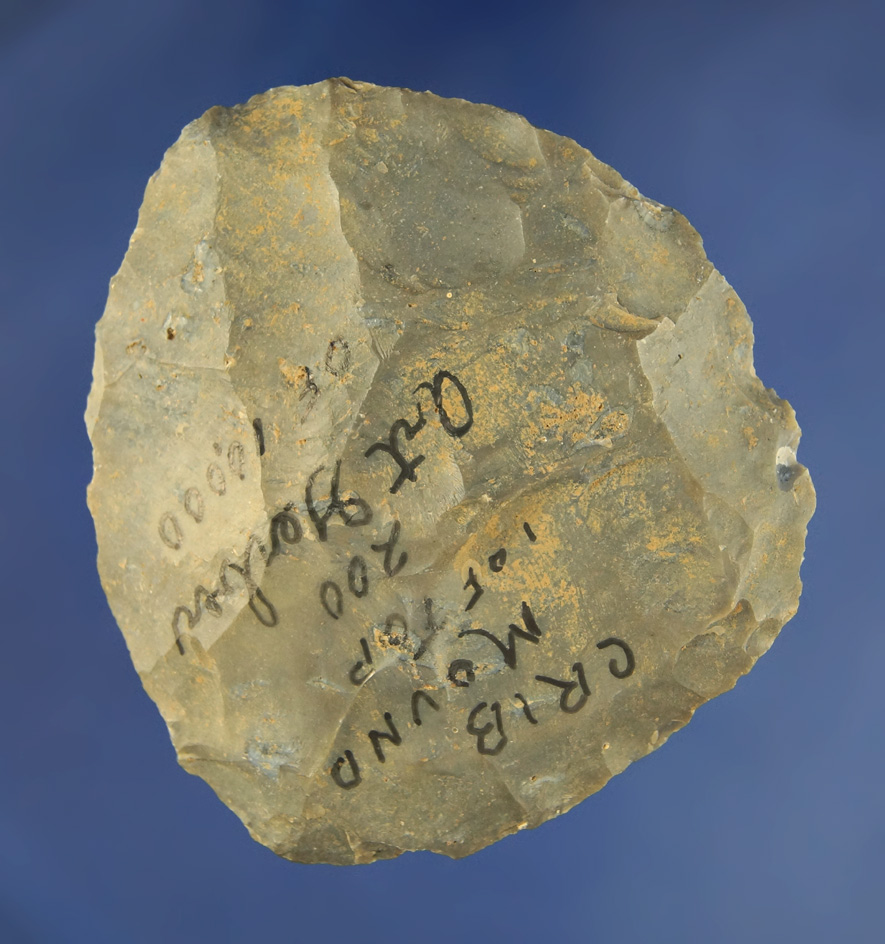 2 15/16" Hornstone Cache  Blade found at the Crib Mound, Spencer Co., Indiana. Art Gerber.