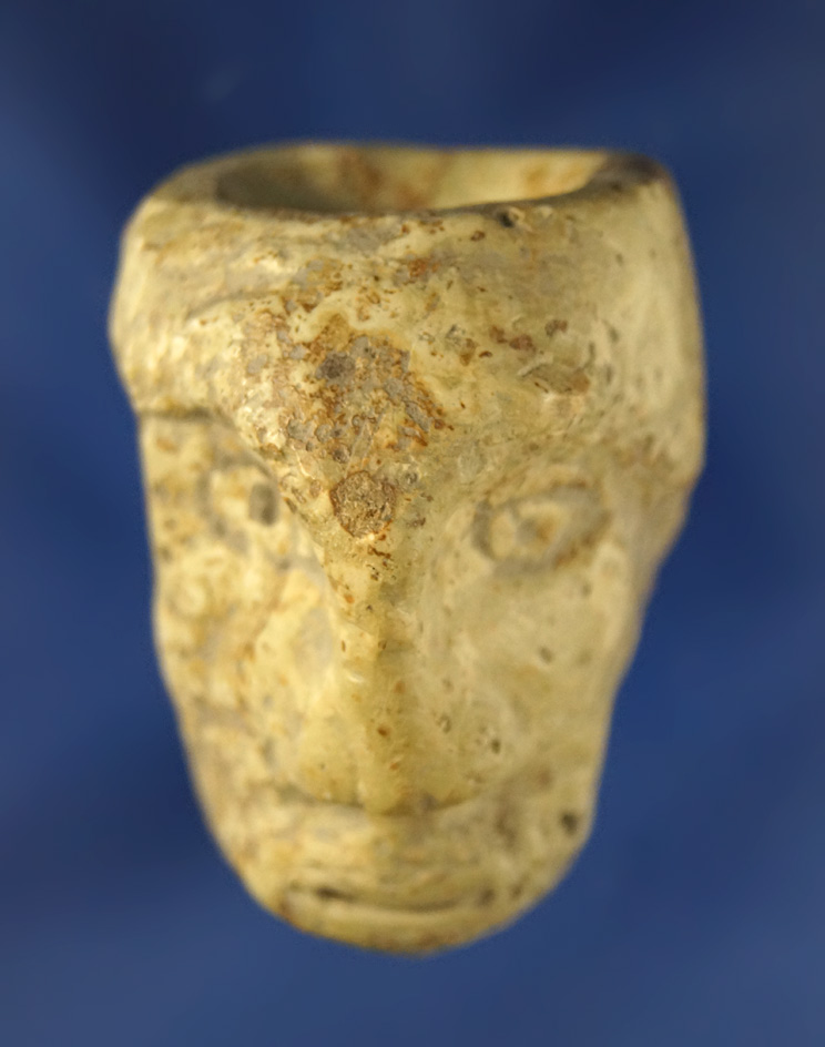 1 5/8" well styled Pipestone Face Pipe that is highly detailed found in southern Ohio.