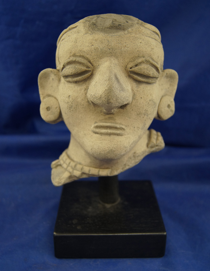 Large 4 1/2" Tall Tumaco/La Tolita Culture Pottery Head from the Ecuador.