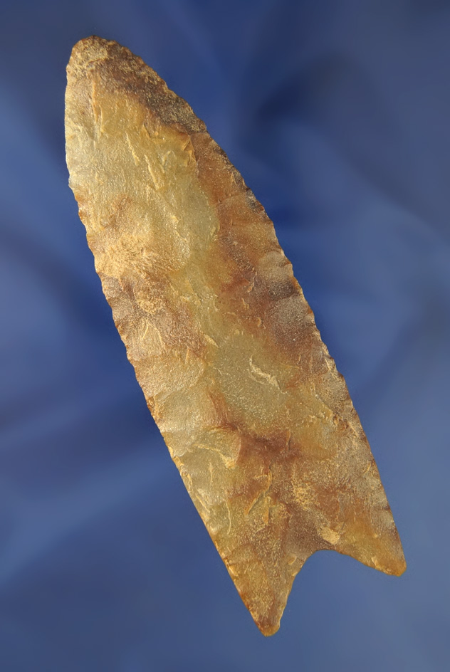 Big! 4 1/2" Paleo Clovis found in Arkansas- quartzite. Comes with a Davis G9 and Partain COAs.