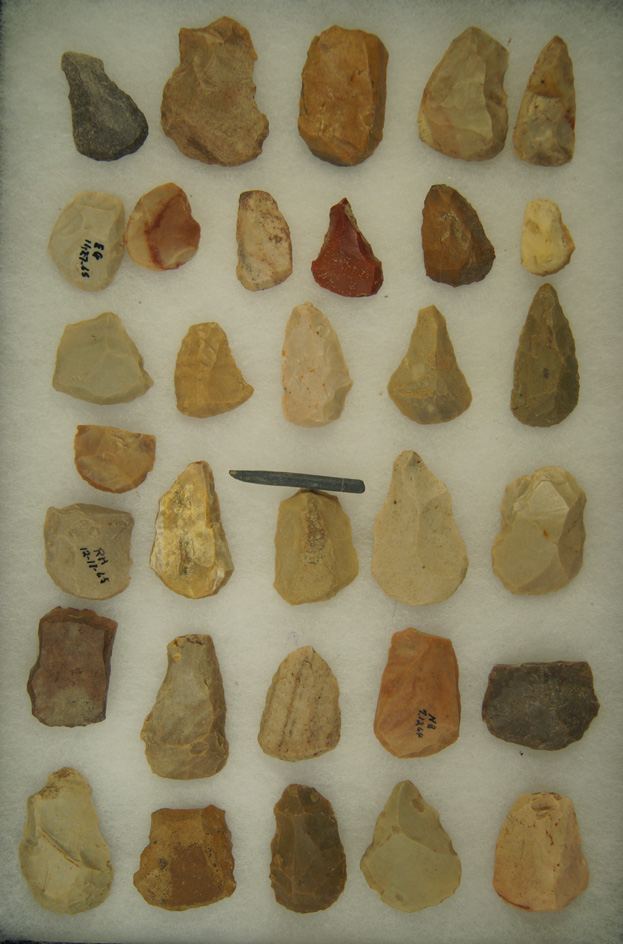 Nice assortment of Hafted and Thumb Scrapers found in Greenup Co., Kentucky. Ex. Claxton.