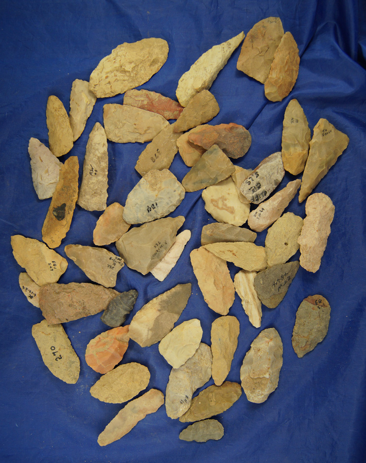 50 Assorted Flint Blades and Knives found in Greenup Co., Kentucky. Ex. Claxton.