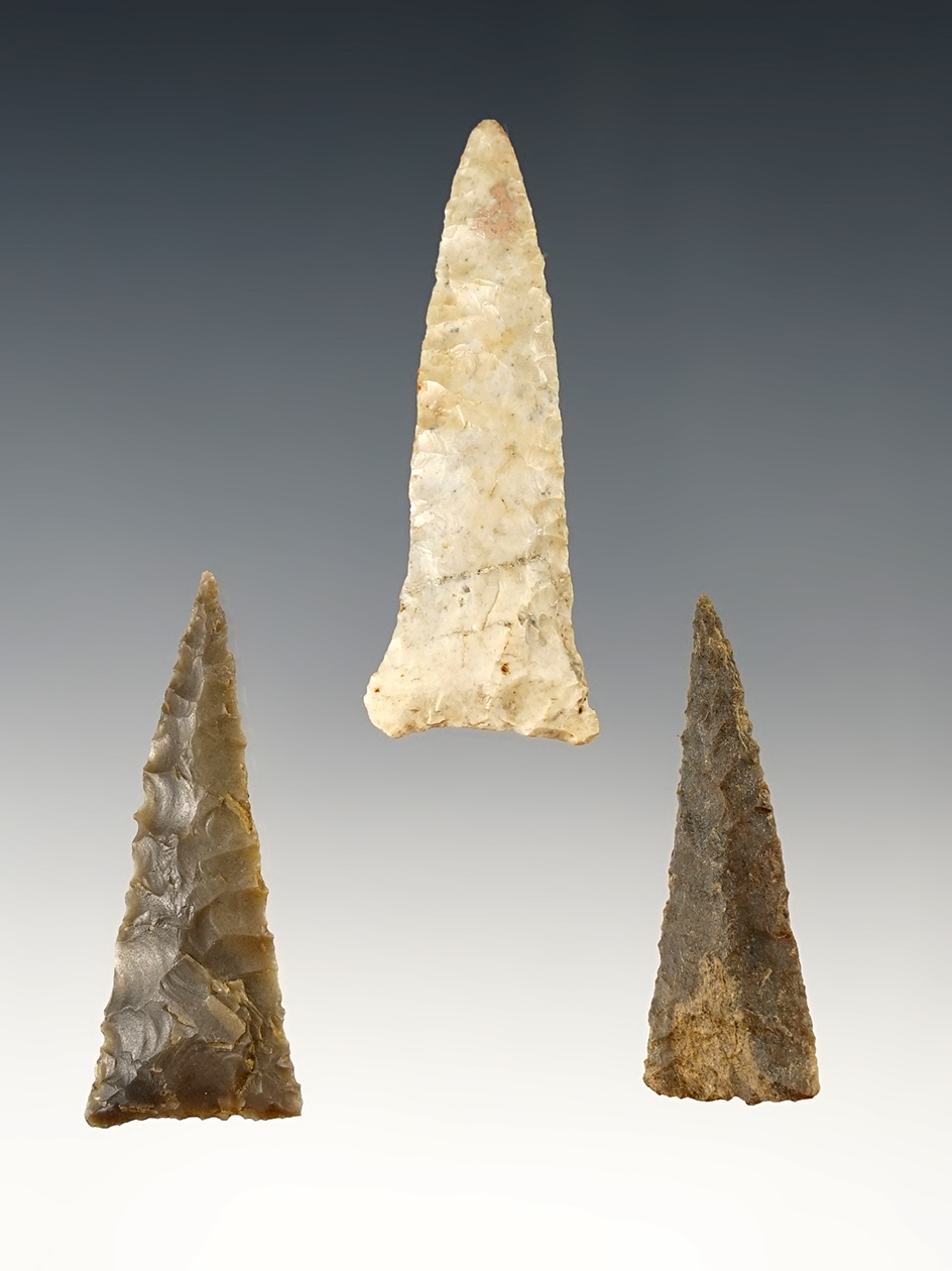 Set of 3 nice Triangles found in the Kentucky/Tennessee area. The largest is 2".