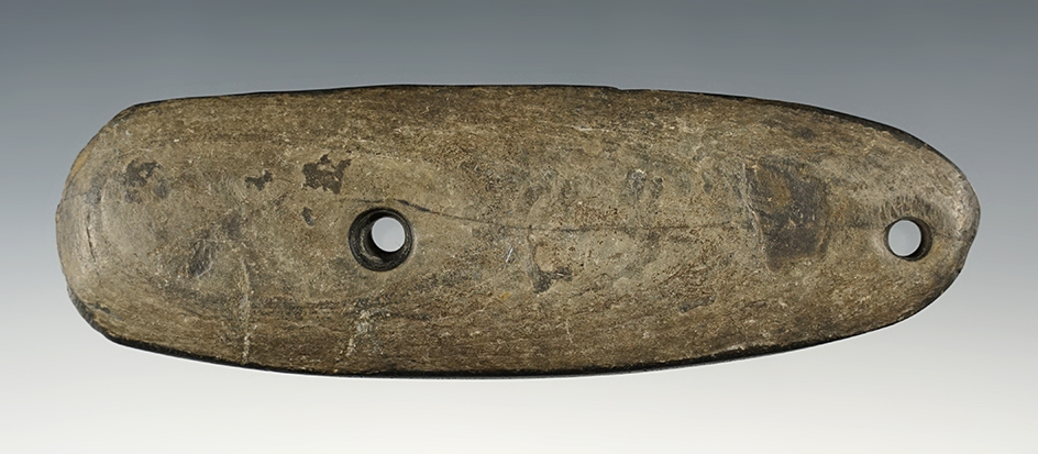 5 3/8" Ohio Gorget with nice ancient wear around the top hole.