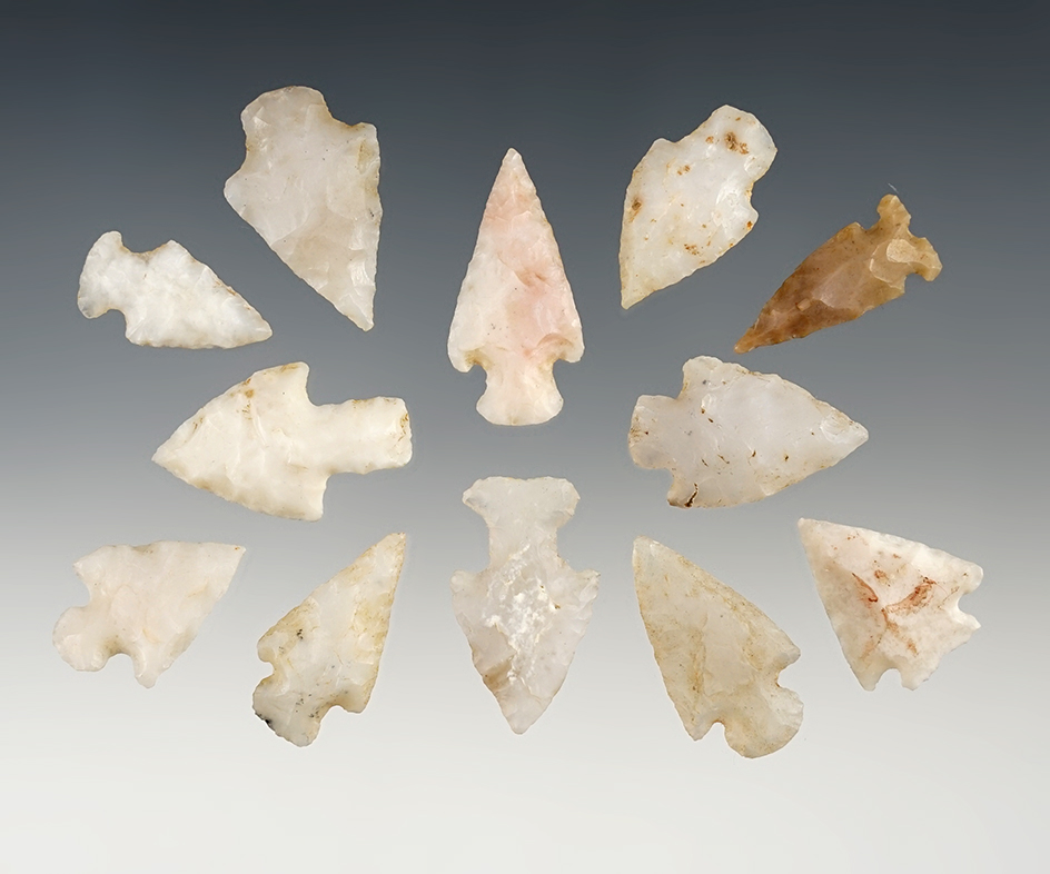 Set of 12 assorted New Mexico points. The largest is 1 3/16".