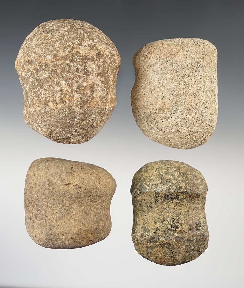 Set of 4 nice Grooved Hammerstones in great condition. The largest is 2 3/4"
