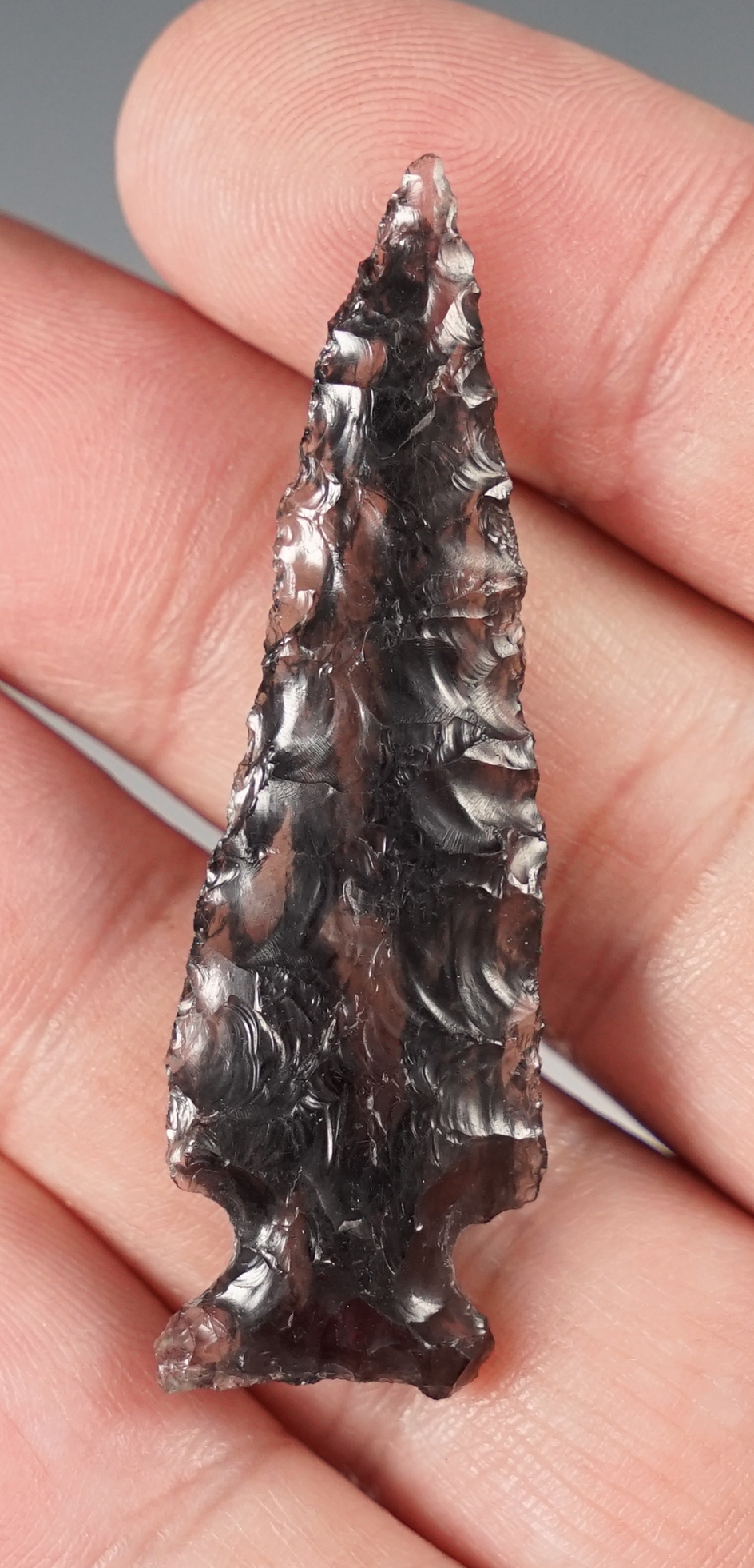 Ex. Museum! 2 1/8" Cornernotch Dartpoint made from beautiful black and clear Obsidian. Found in Nevada. 