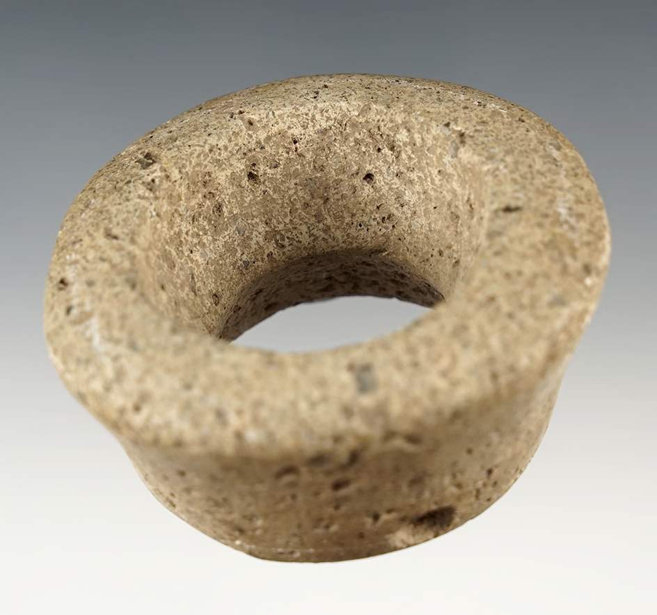 2 11/16" decorative pre-Columbian perforated ornament. Found in Mesoamerica.