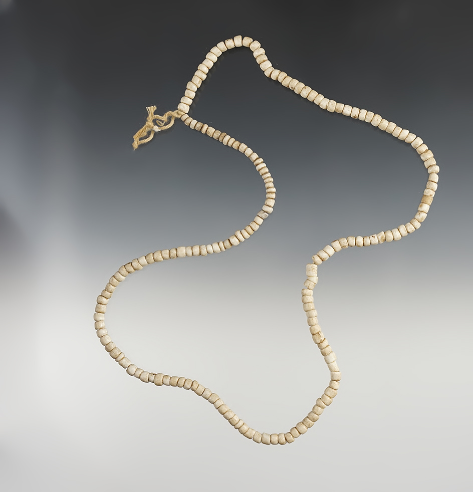 Fantastic 23" Strand of white Trade Beads - Power House Site in Western New York State.