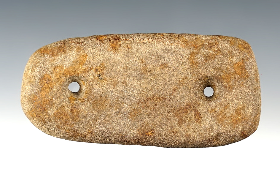 Nice 3 1/2" Sandstone Gorget found in Auglaize Co., Ohio.