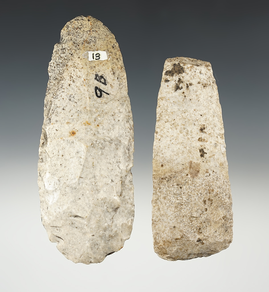 Pair of well made flint Hoes found in Illinois. The largest is 5 1/2".