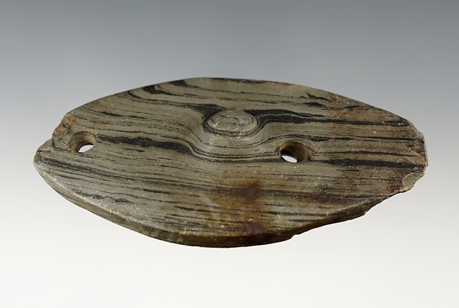 Outstanding 3 5/8" Humped Gorget - Lake Co., Ohio. Ex. Earl Townsend collection.