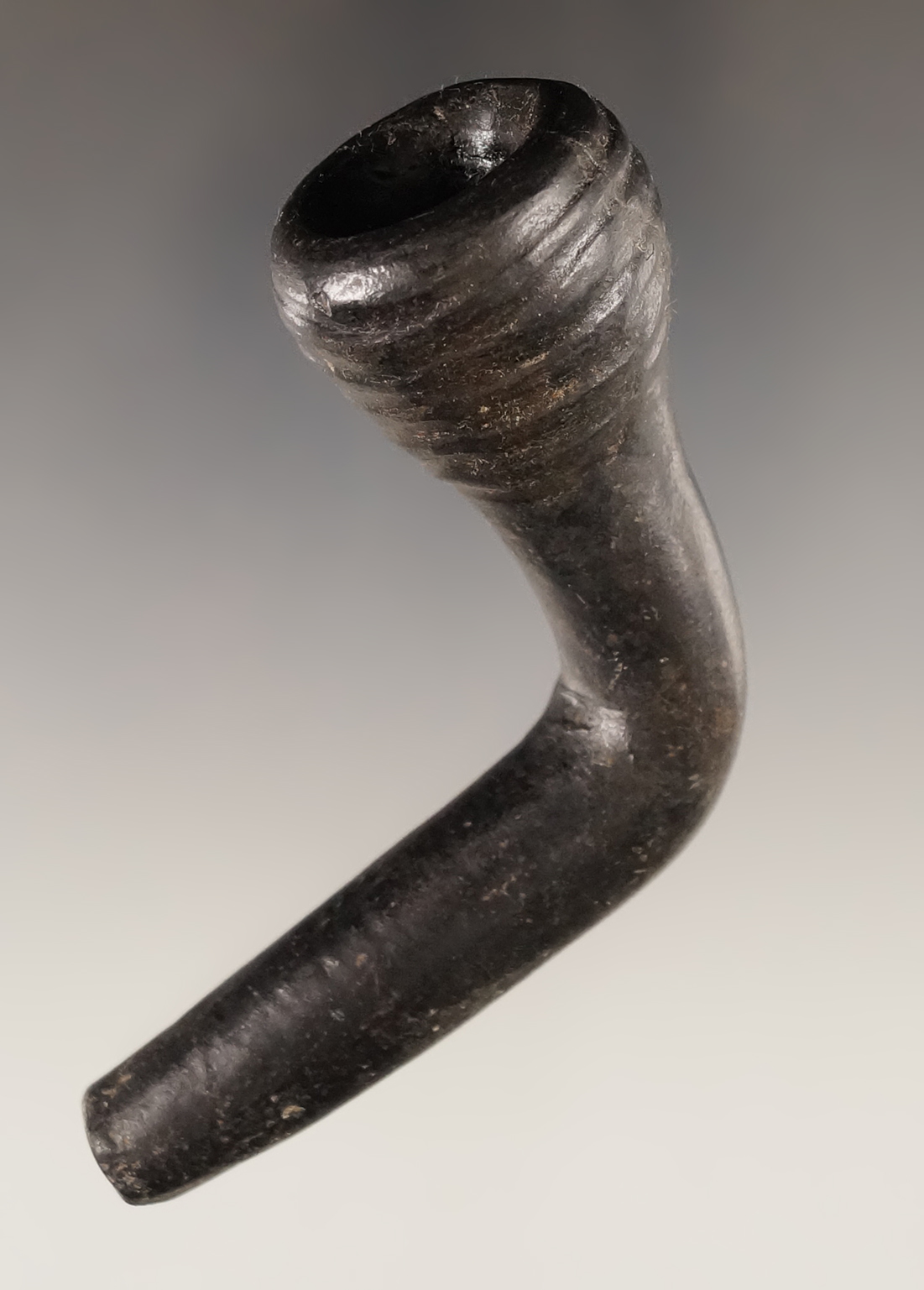 3 1/2" Iroquois Clay Ring Bowl Pipe with moderate restoration to bowl and stem. Found in NY.