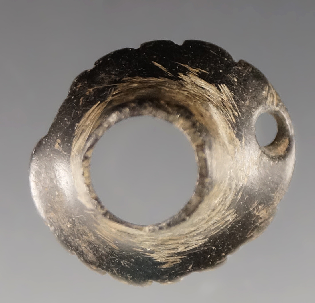 7/8" Steatite Ornament with nice engraving found in Umatilla, Oregon.