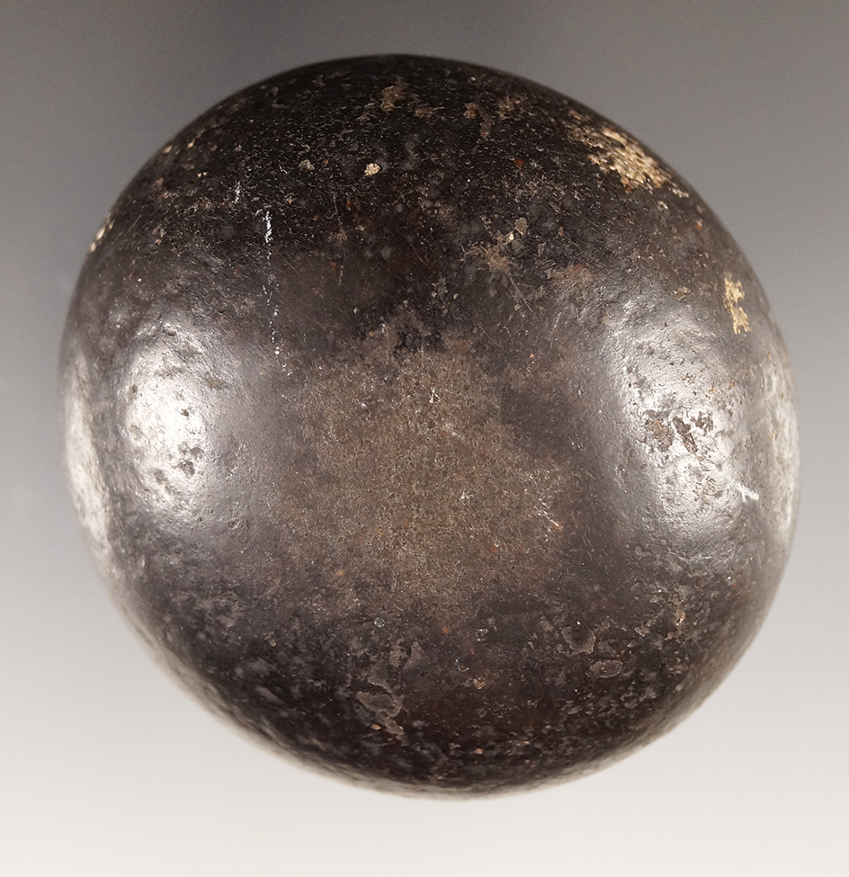 2 1/2" Diameter highly polished black game stone with great patina. Found in Licking Co., Ohio.