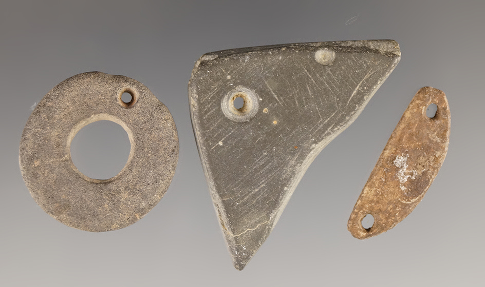 Set of 3 Columbia River Drilled Beads. Longest is 1 9/16".