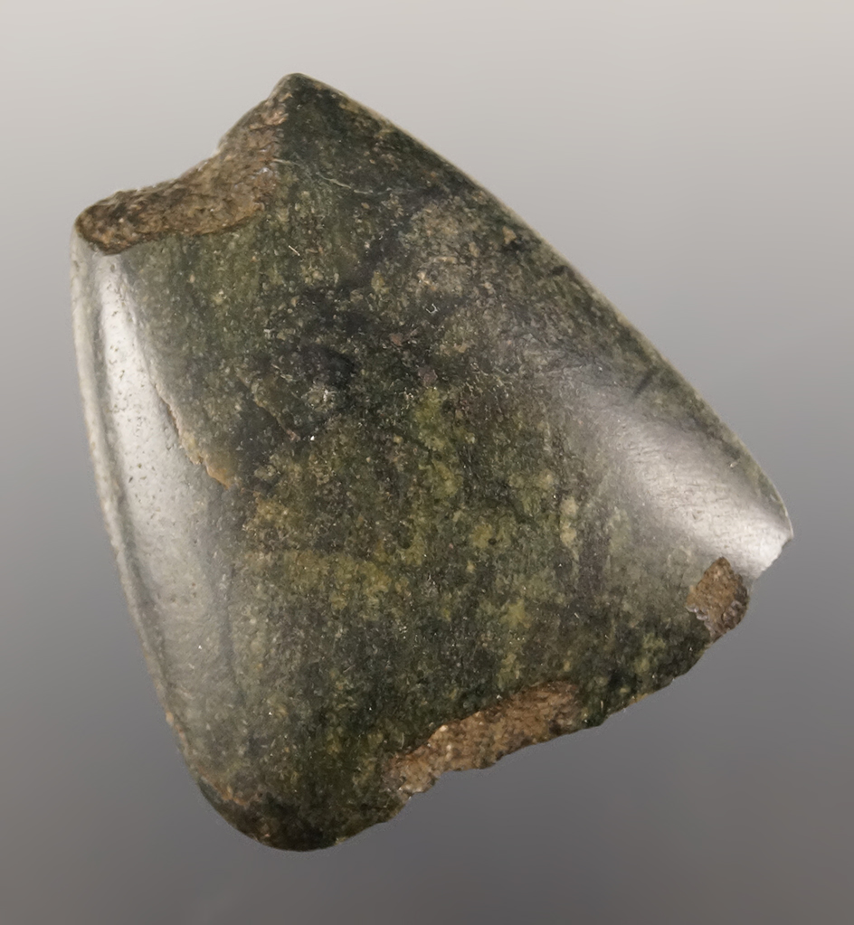 Ex. Moorehead! Rare! 1 7/8" hardstone Celt found near Perugia, Italy, in 1895.