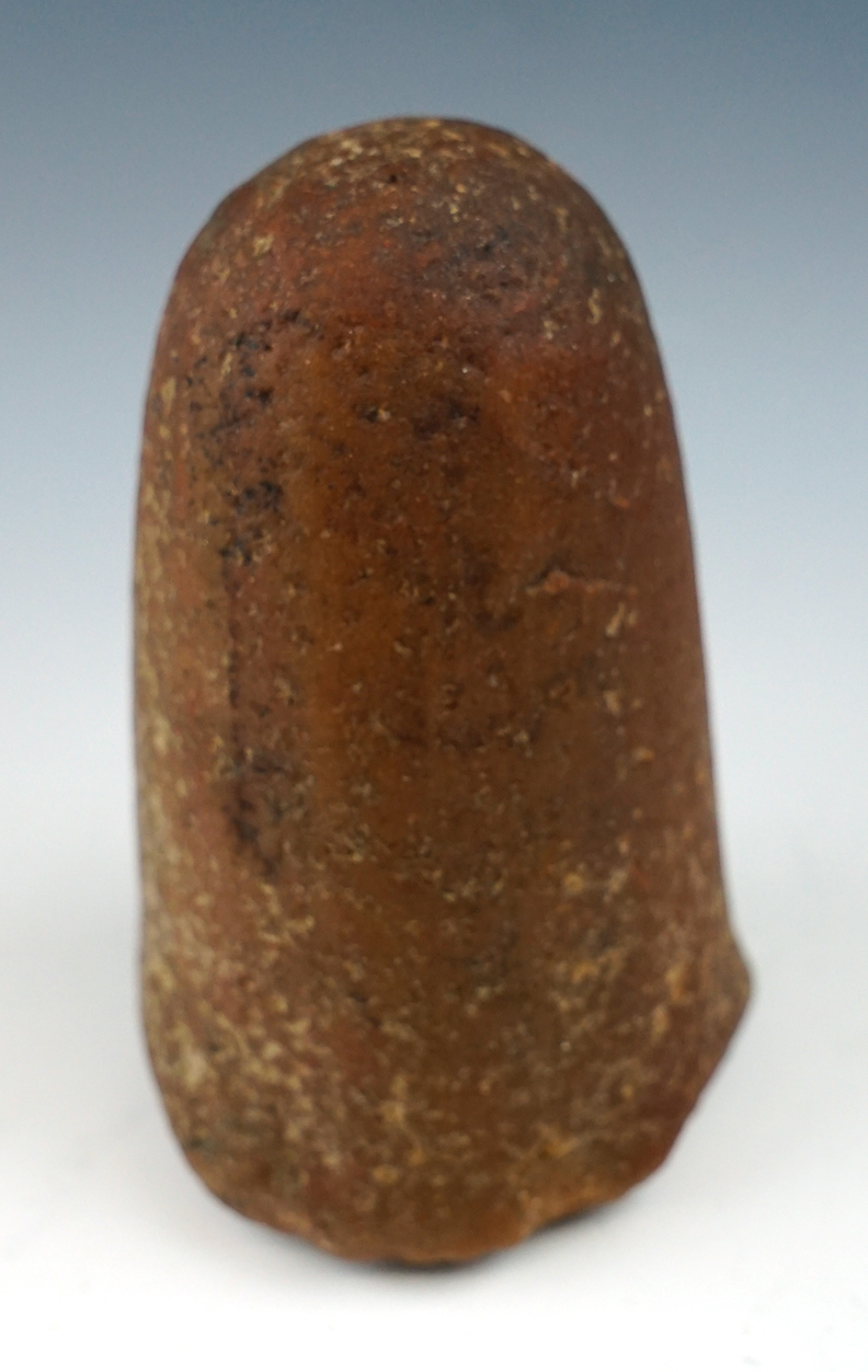 4" Conical Pestle made from red quartz, found in Lorain Co., Ohio. Ex. Ray Vietzen, Doug Hooks.