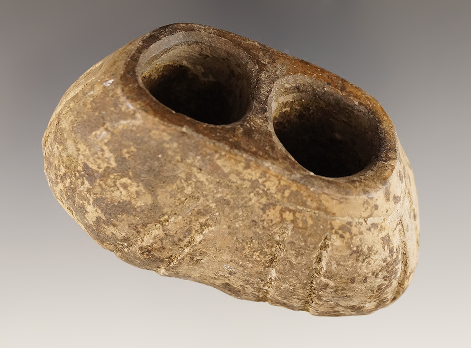 2 3/4" wide Dual chamber incense burner found in Mexico.