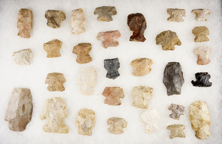 Set of 30 Midwest Blunt points. Largest is 2 3/8".